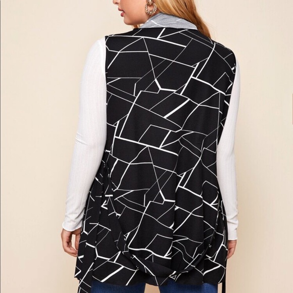 SHEIN Plus Geo Print Vest - Black White - Picture 2 of 3